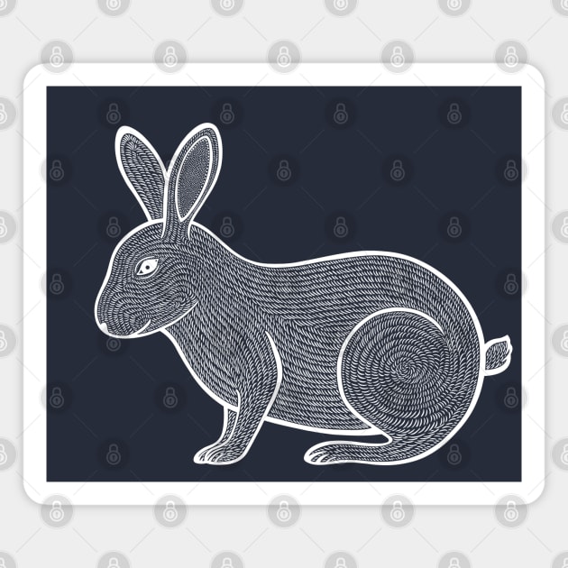 Rabbit Ink Art - detailed pet rabbit or farm animal drawing Magnet by Green Paladin